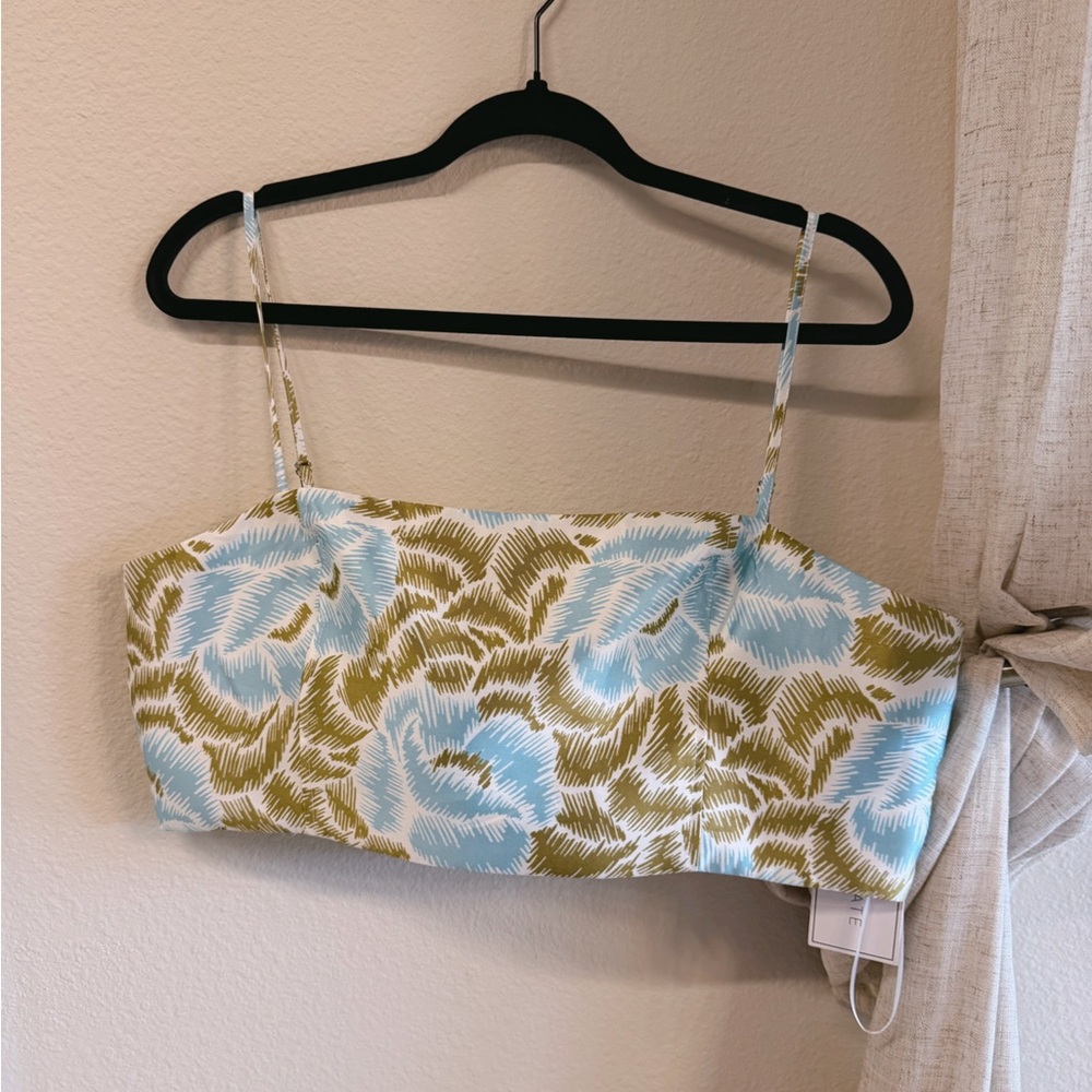 1. State Aqua and Olive Smocked Crop Top